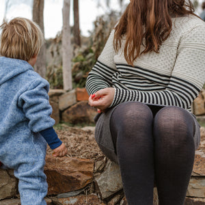 Women's Footless Tights/Leggings - Organic Wool/Cotton
