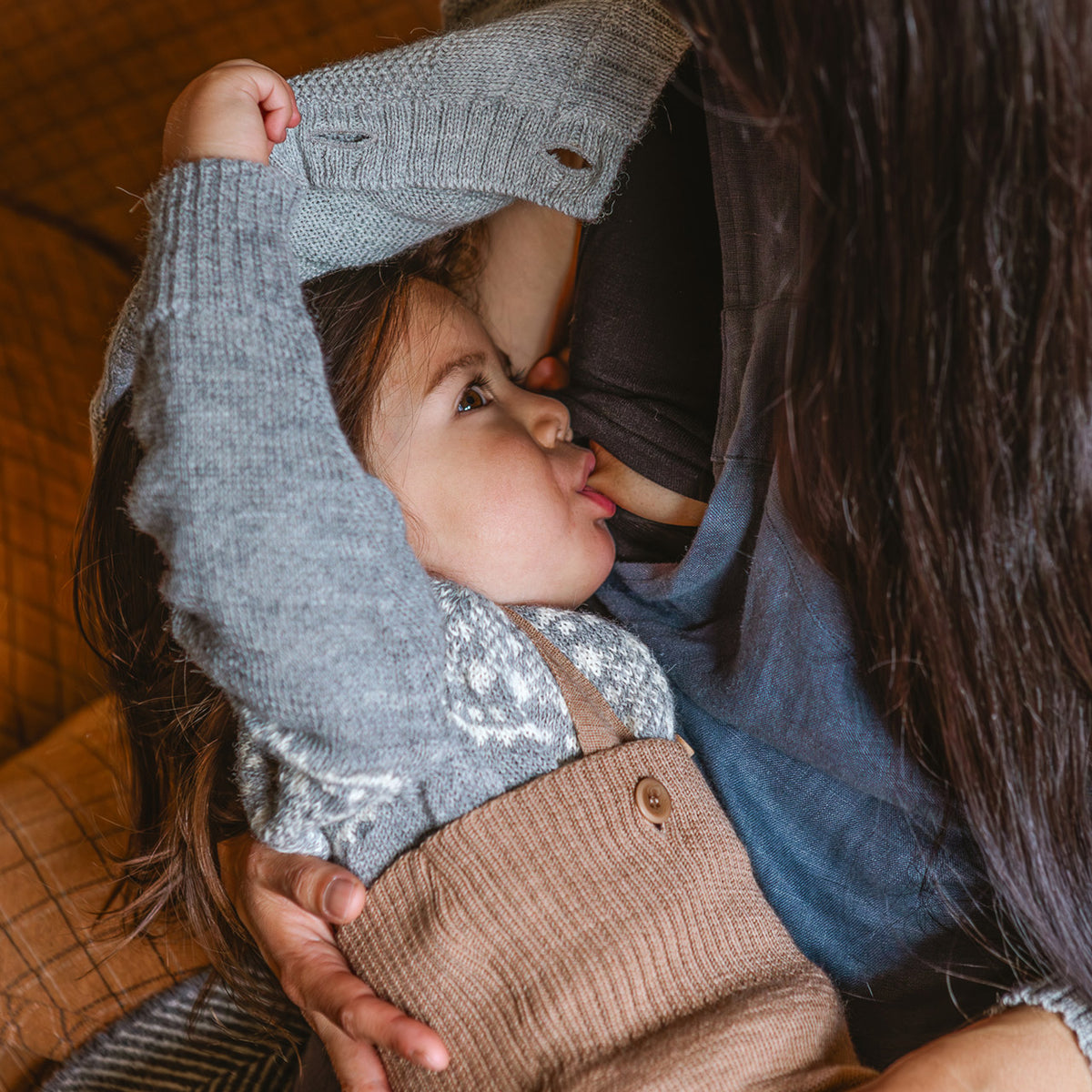 Alpine Cardigan - 100% Baby Alpaca - Grey/Cream (18m-5y)