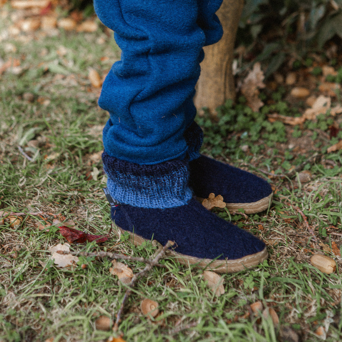 Boiled Wool Slipper Boots - Toni - Ink (Kids 23-35)