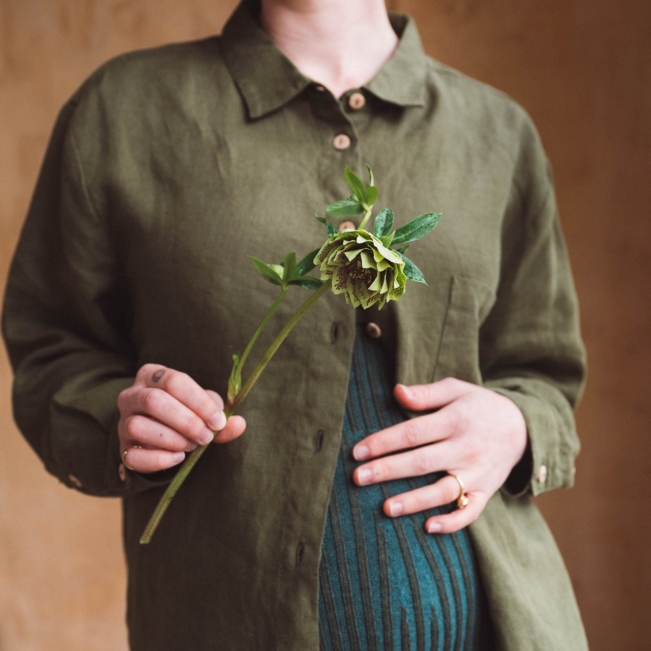 Shirt Blouse - 100% Linen - Olive