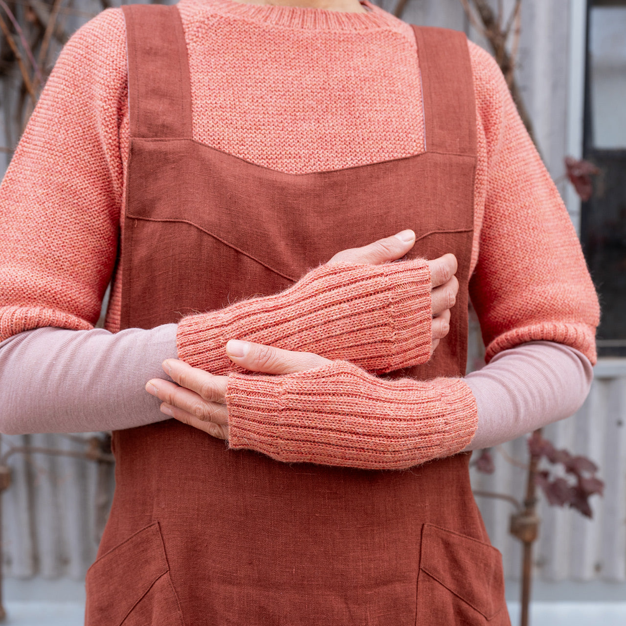Fingerless Mits - 100% Baby Alpaca - Two Tone Melange (Youth-Adult)