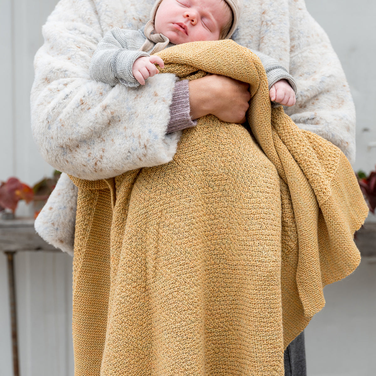 Heirloom Alpaca Baby Blanket - Golden Straw (90x90cm)