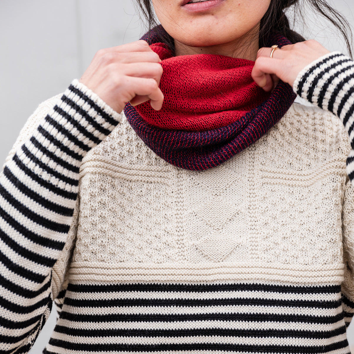 Reversible Double Knit Loop Scarf in Baby Alpaca (Adults)