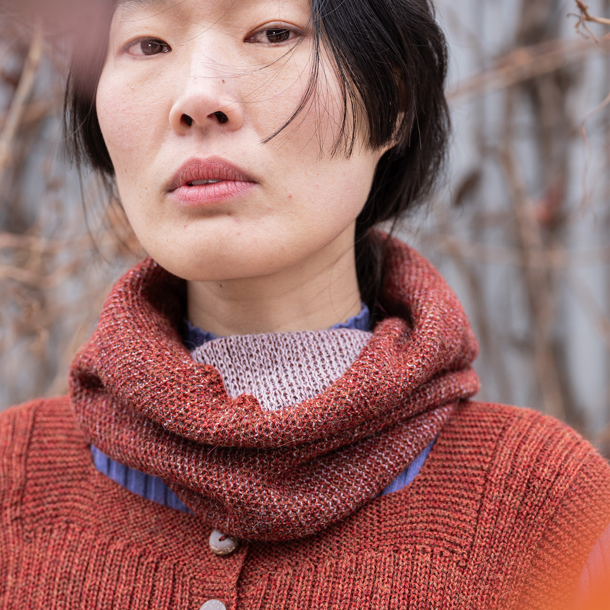 Reversible Double Knit Loop Scarf in Baby Alpaca (Adults)