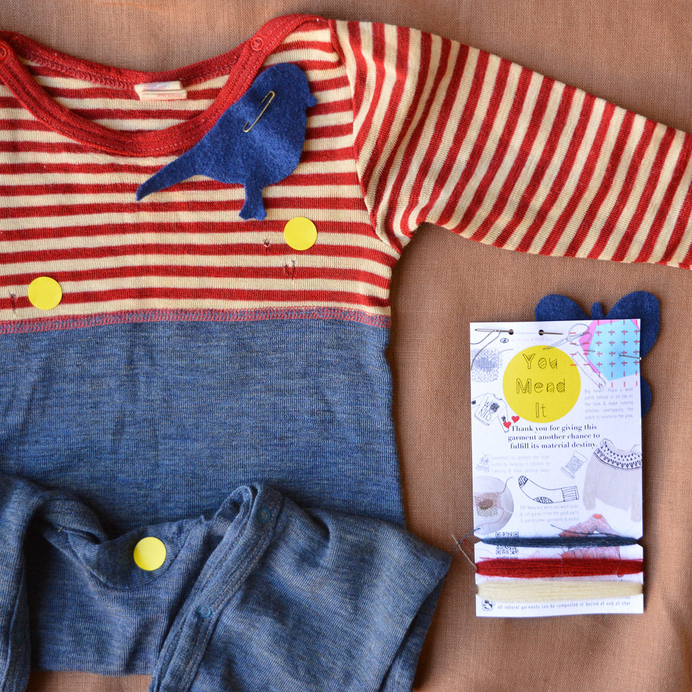 Engel Baby Overalls - Organic Merino - Blue Melange (6-12m) - You Mend It!