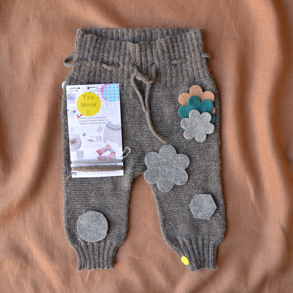 Knitted Baby Pants - Baby Alpaca - Grey (6-12m) - You Mend It!
