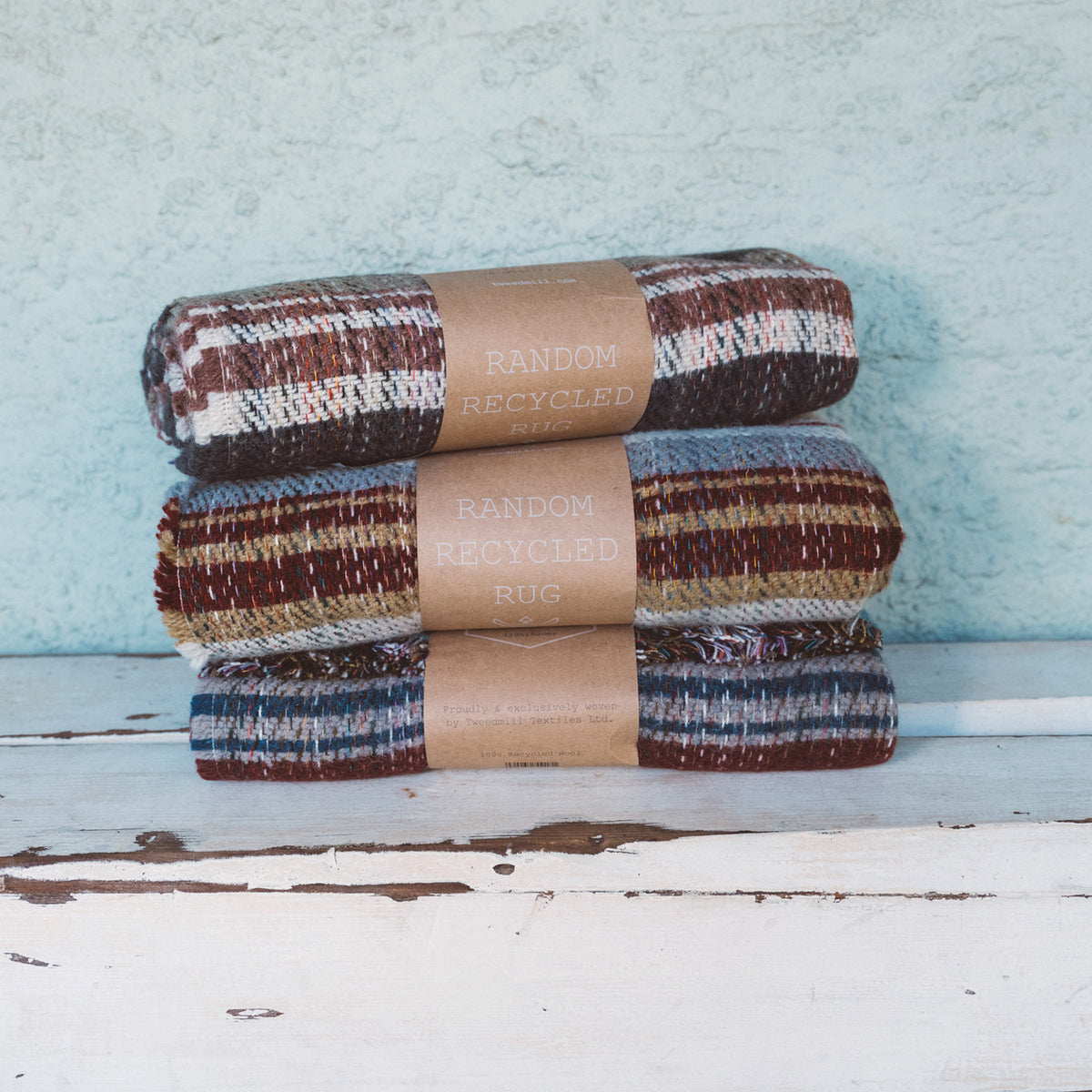 100% Random Recycled Wool Blanket/Rug - Medium (150x120cm)