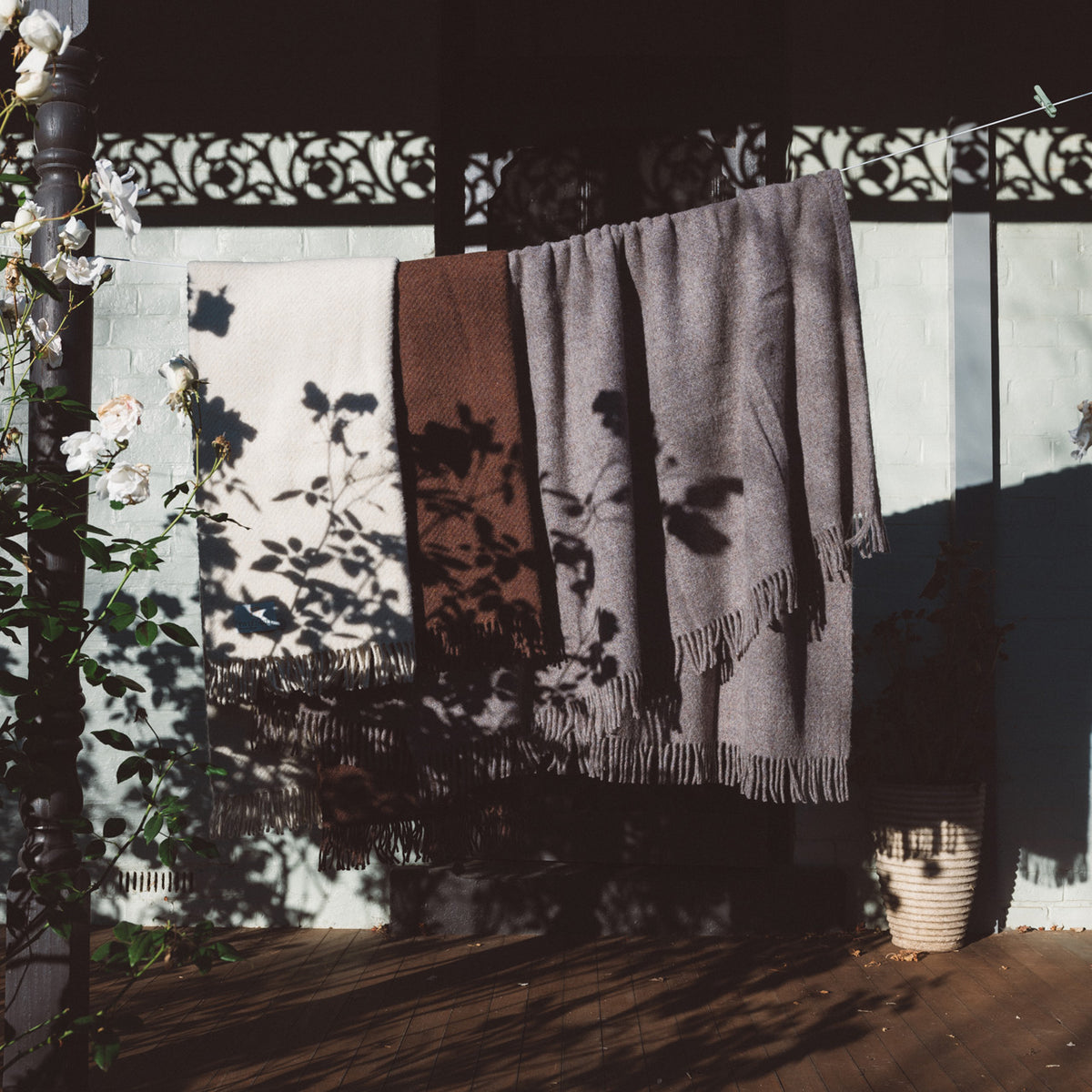 Diagonal Weave Throw - Recycled/Virgin Wool Blend (183x150cm)