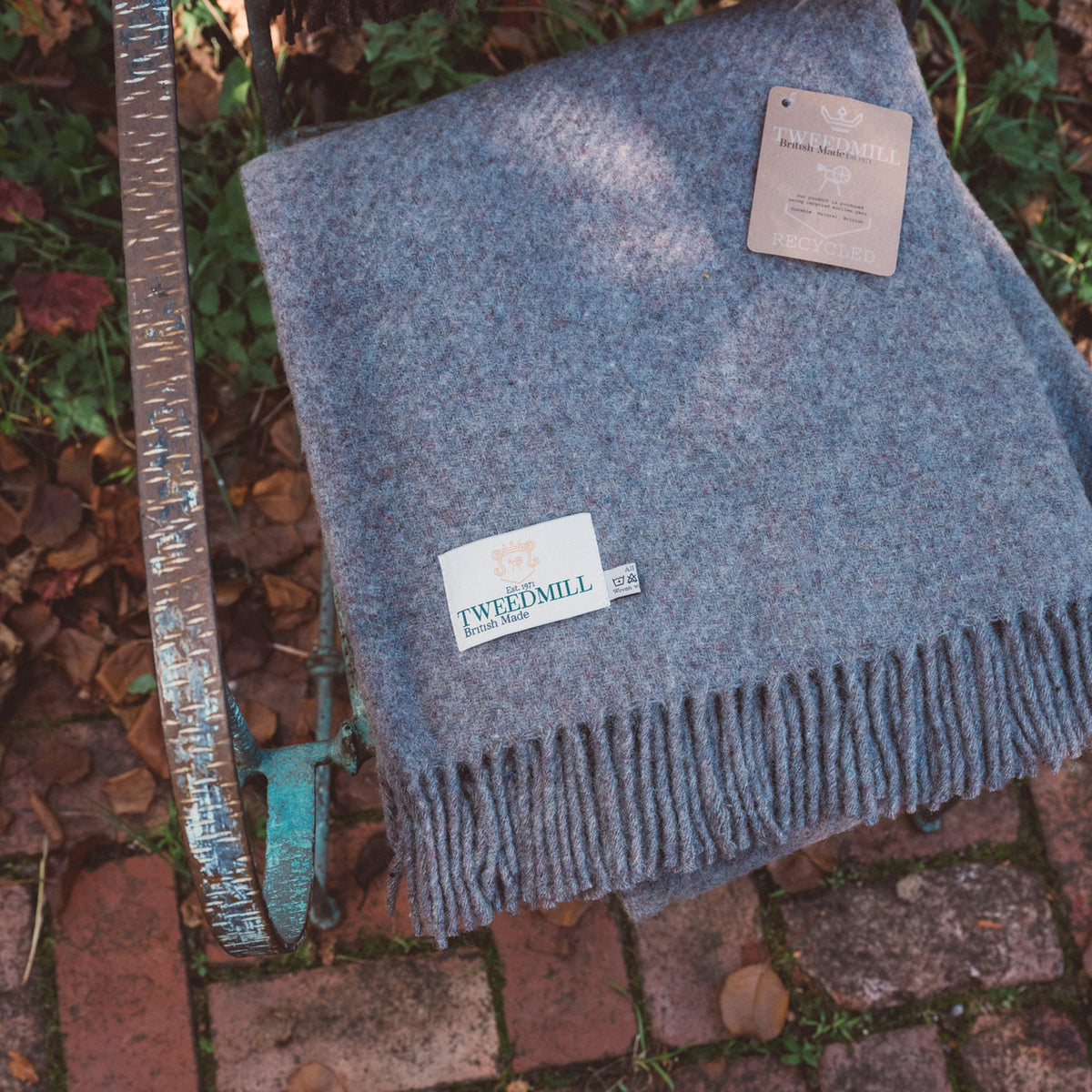 Diagonal Weave Throw - Recycled/Virgin Wool Blend (183x150cm)