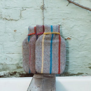 Hot Water Bottle with 50/50 Recycled/Virgin Wool Cover - Vintage Stripes