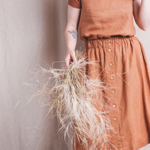 Midi Skirt - 100% Linen - Heather Check (Women's S-L)