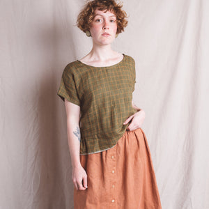 Midi Skirt - 100% Linen - Heather Check (Women's S-L)