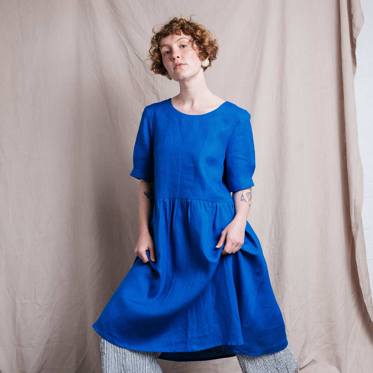 Kirsten Dress in 100% Linen - Taverna Pink Clay (L-XL) *Last One!