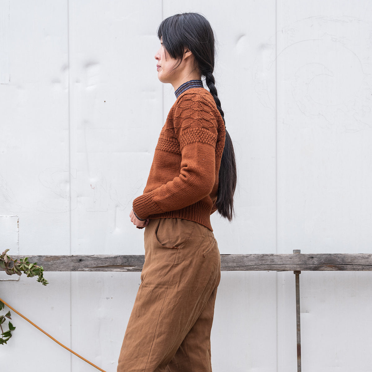 Women's Gansey Cardi - 100% Chunky Highland Wool - Gingerbread (S-L)