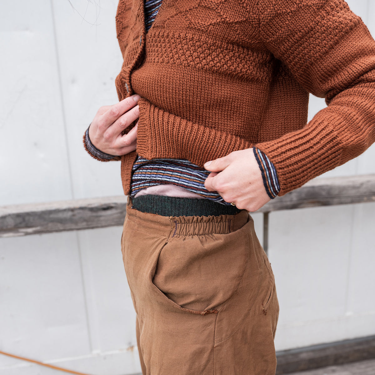 Women's Gansey Cardi - 100% Chunky Highland Wool - Gingerbread (S-L)