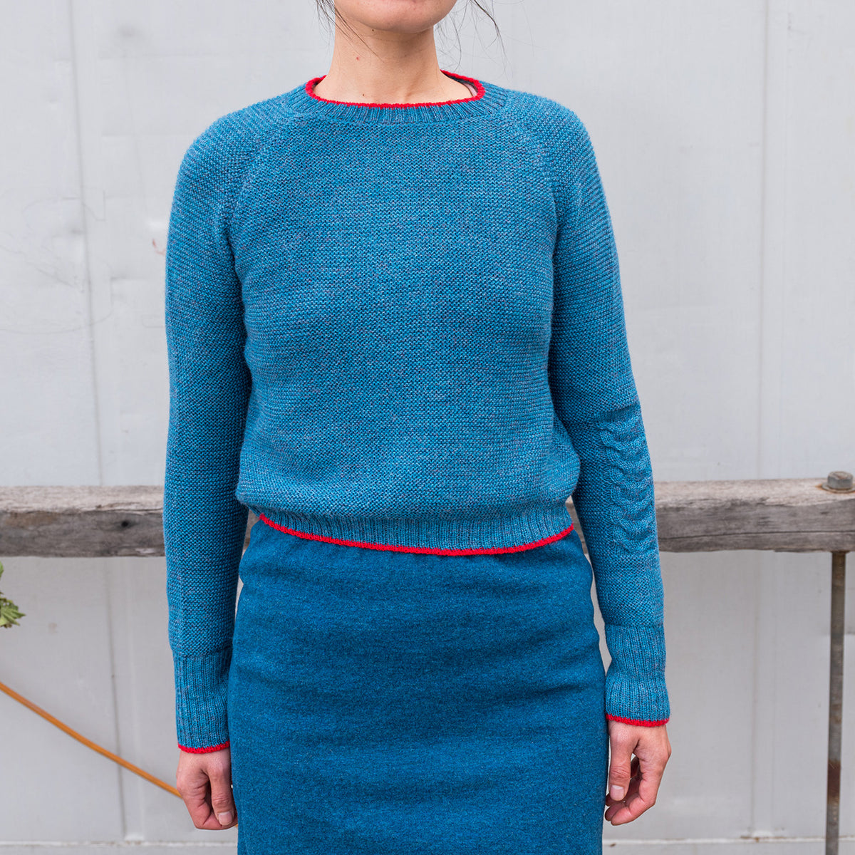 Women's Cable Crop Jumper - 100% Baby Alpaca - Light Peacock (S-L)
