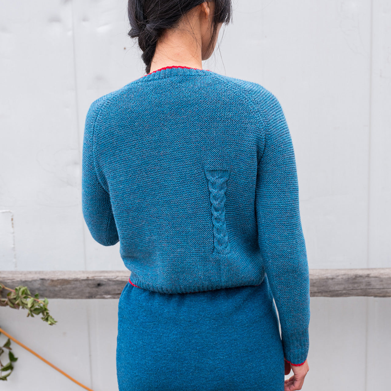 Women's Cable Crop Jumper - 100% Baby Alpaca - Light Peacock (S-L)