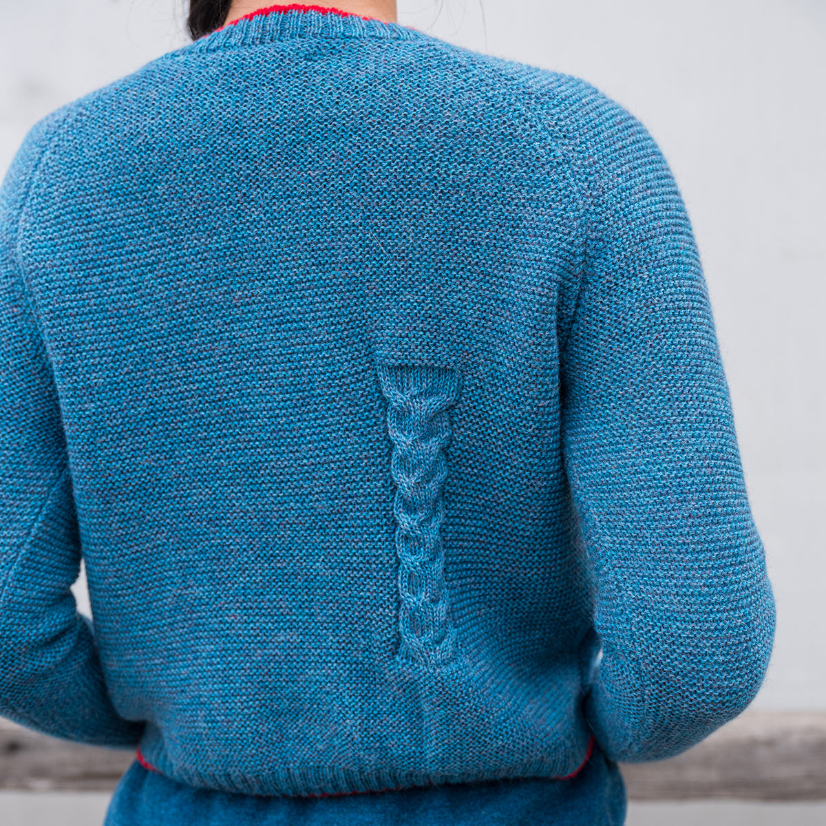 Women's Cable Crop Jumper - 100% Baby Alpaca - Light Peacock (S-L)