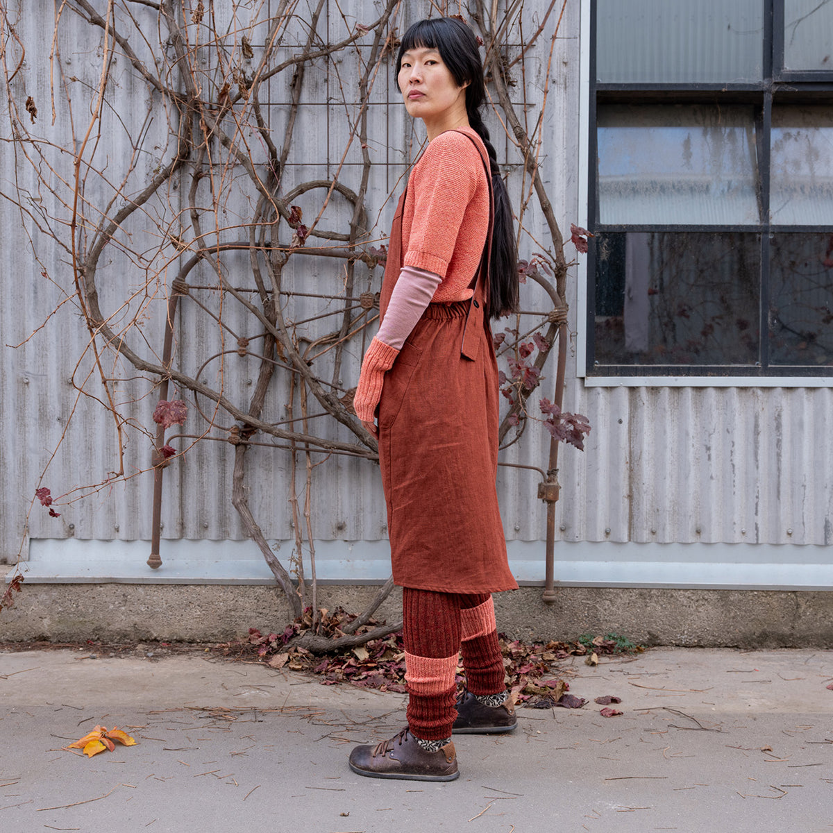 Mamiko Apron Dress - 100% Linen - Cinnamon Dust (Women S-XL)