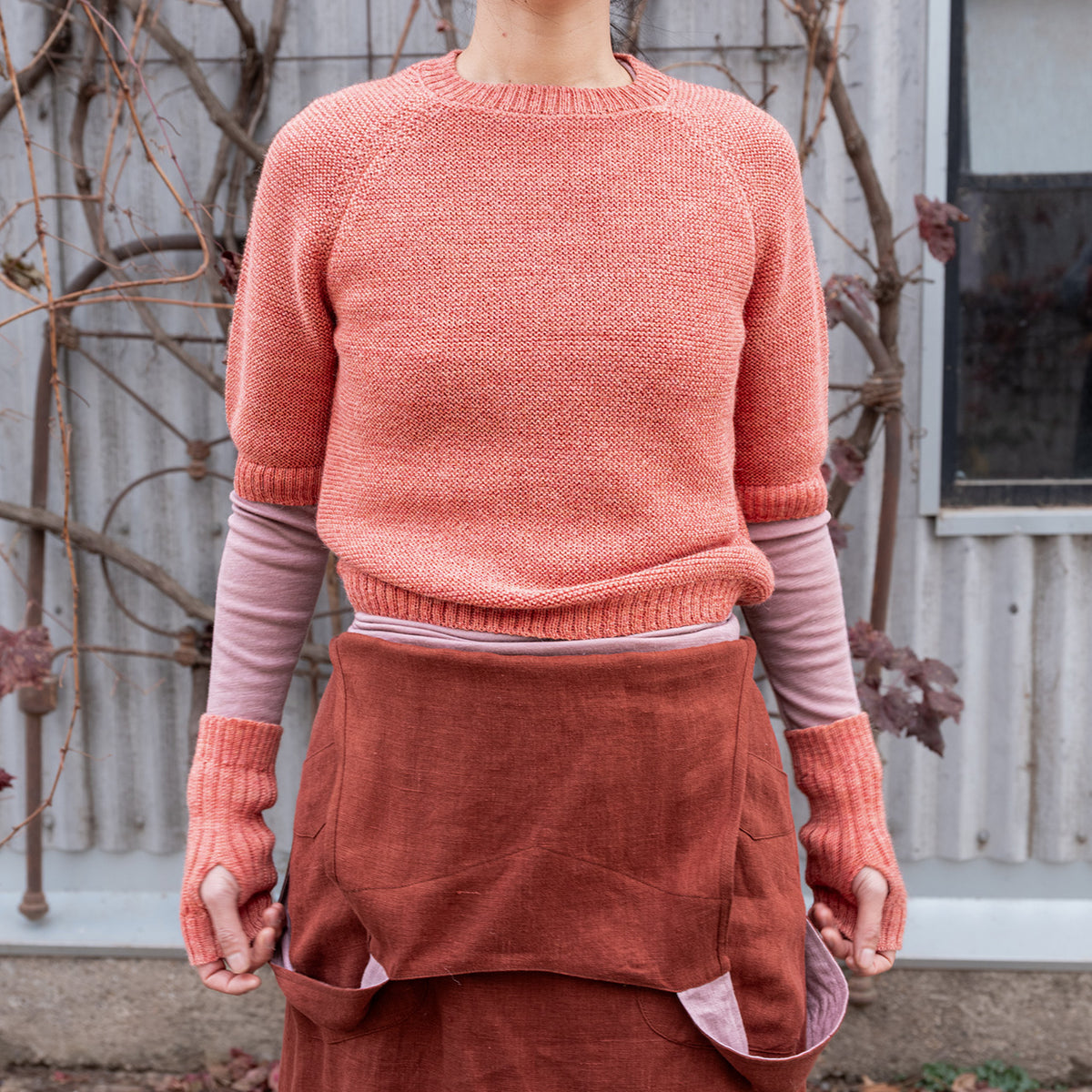 Women's Lise Half Sleeve Sweater - 100% Baby Alpaca - Sherbet (S-L)