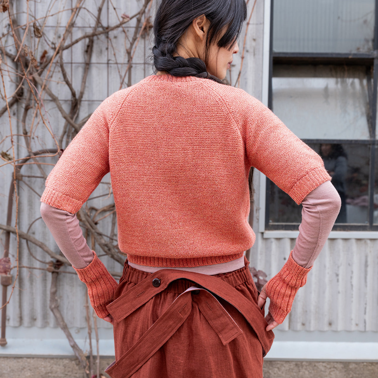 Women's Lise Half Sleeve Sweater - 100% Baby Alpaca - Sherbet (S-L)