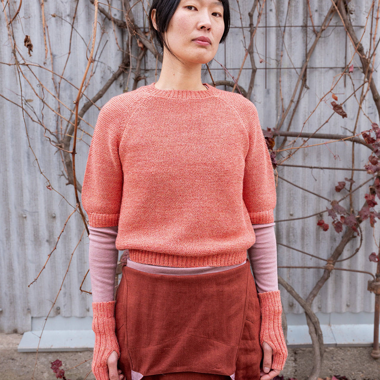 Women's Lise Half Sleeve Sweater - 100% Baby Alpaca - Sherbet (S-L)