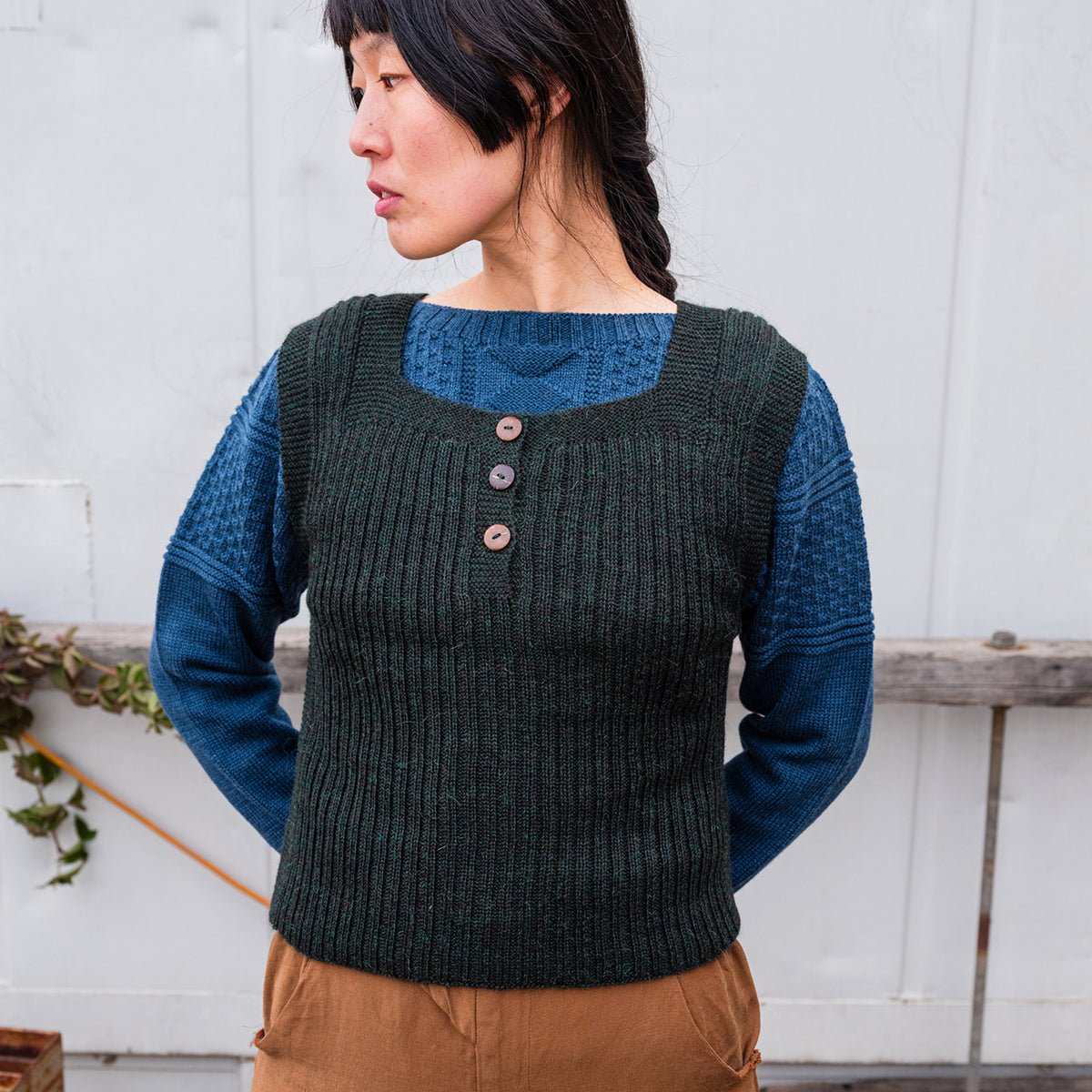 Women's Rico Vest - 100% Baby Alpaca - Forest Green Melange (S-L)
