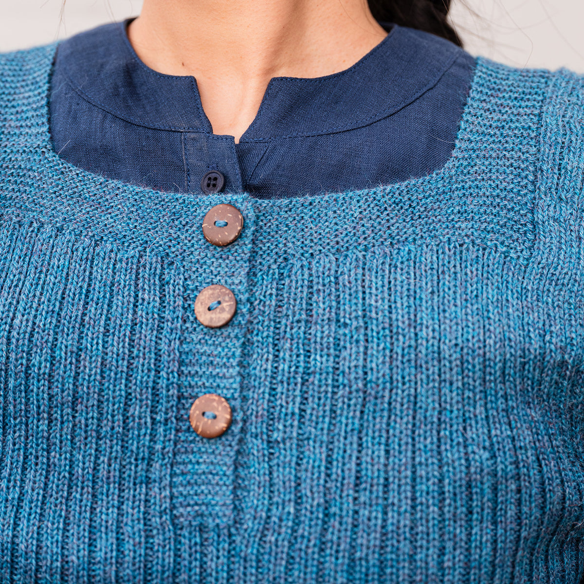 Women's Rico Vest - 100% Baby Alpaca - Light Peacock (S-L)