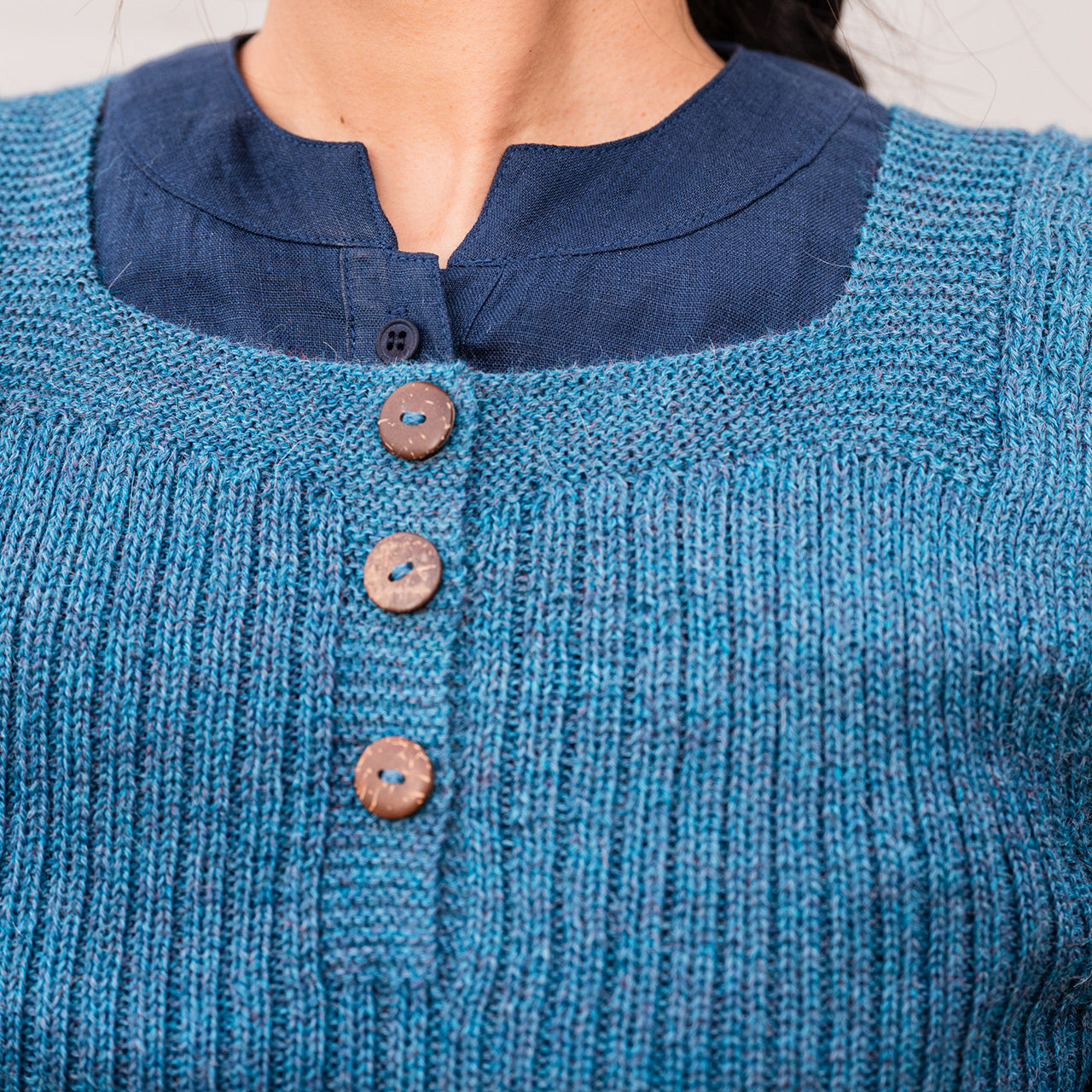 Women's Rico Vest - 100% Baby Alpaca - Light Peacock (S-L)