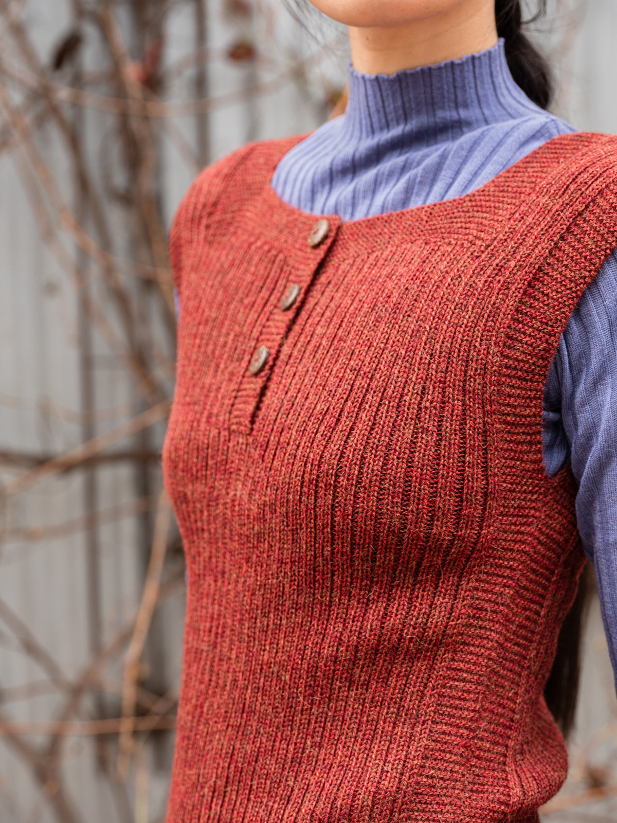Women's Rico Vest - 100% Baby Alpaca - Rust Melange (S-L)