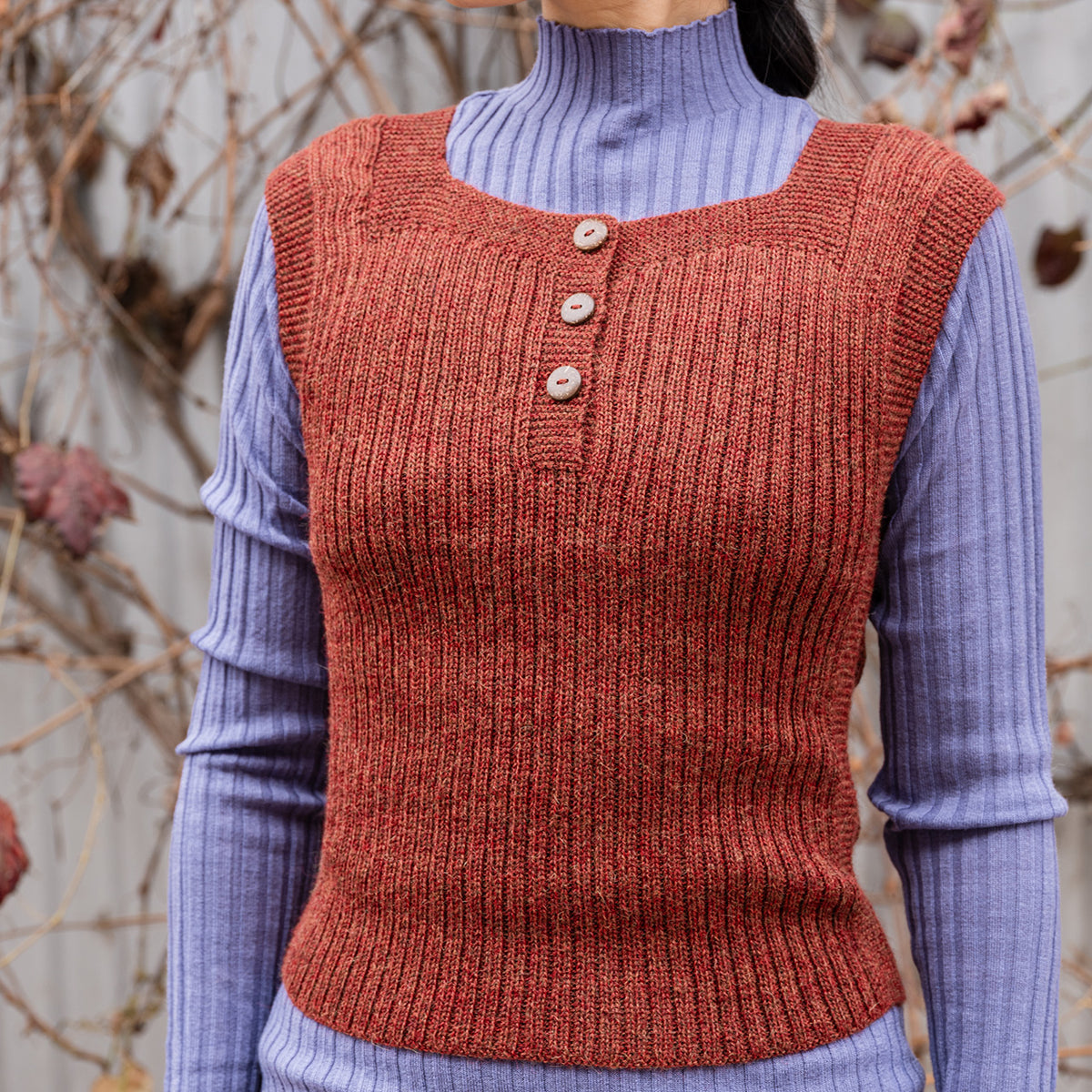 Women's Rico Vest - 100% Baby Alpaca - Rust Melange (S-L)