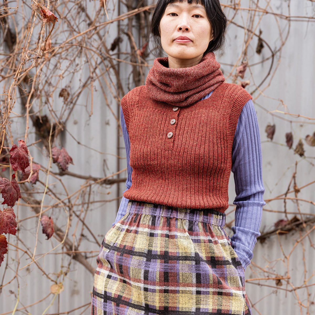 Women's Rico Vest - 100% Baby Alpaca - Rust Melange (S-L)