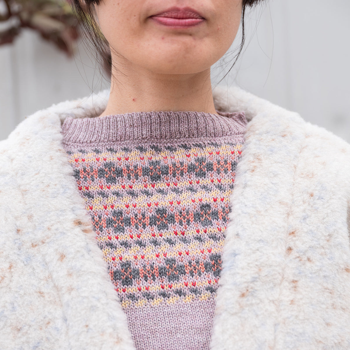 Women's Fairisle Vintage Yoke Sweater - 100% Baby Alpaca - Lavender (S-L) *Returning 2026