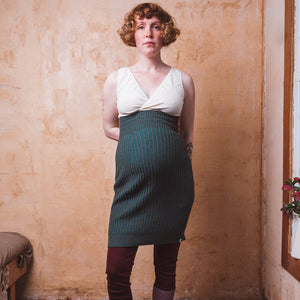 Mia Rib Knit Bellywarmer Skirt - Midi - 100% Extrafine Merino