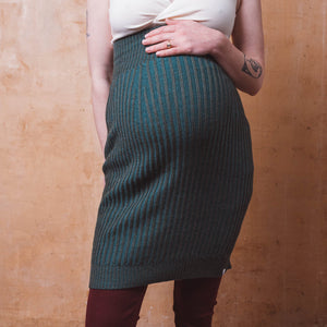 Mia Rib Knit Bellywarmer Skirt - Midi - 100% Extrafine Merino