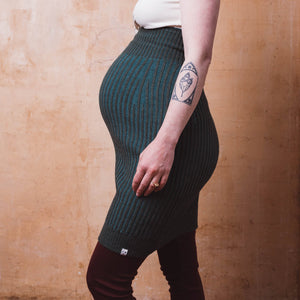 Mia Rib Knit Bellywarmer Skirt - Midi - 100% Extrafine Merino