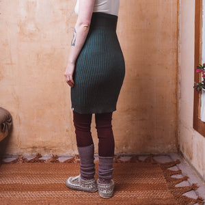 Mia Rib Knit Bellywarmer Skirt - Midi - 100% Extrafine Merino