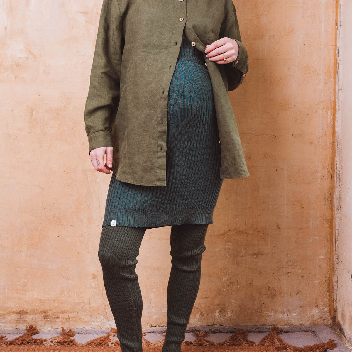 Mia Rib Knit Bellywarmer Skirt - Midi - 100% Extrafine Merino