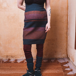 Mia Rib Knit Bellywarmer Skirt - Midi - 100% Plant Dyed Merino - Indigo