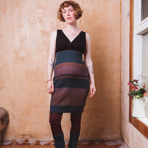 Mia Rib Knit Bellywarmer Skirt - Midi - 100% Plant Dyed Merino - Dark Indigo