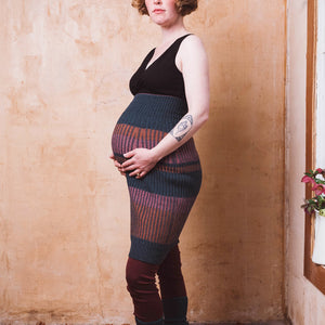 Mia Rib Knit Bellywarmer Skirt - Midi - 100% Plant Dyed Merino - Dark Indigo
