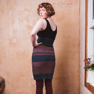 Mia Rib Knit Bellywarmer Skirt - Midi - 100% Plant Dyed Merino - Indigo