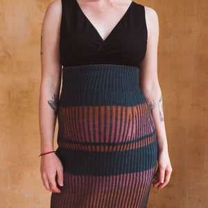 Mia Rib Knit Bellywarmer Skirt - Midi - 100% Plant Dyed Merino - Indigo