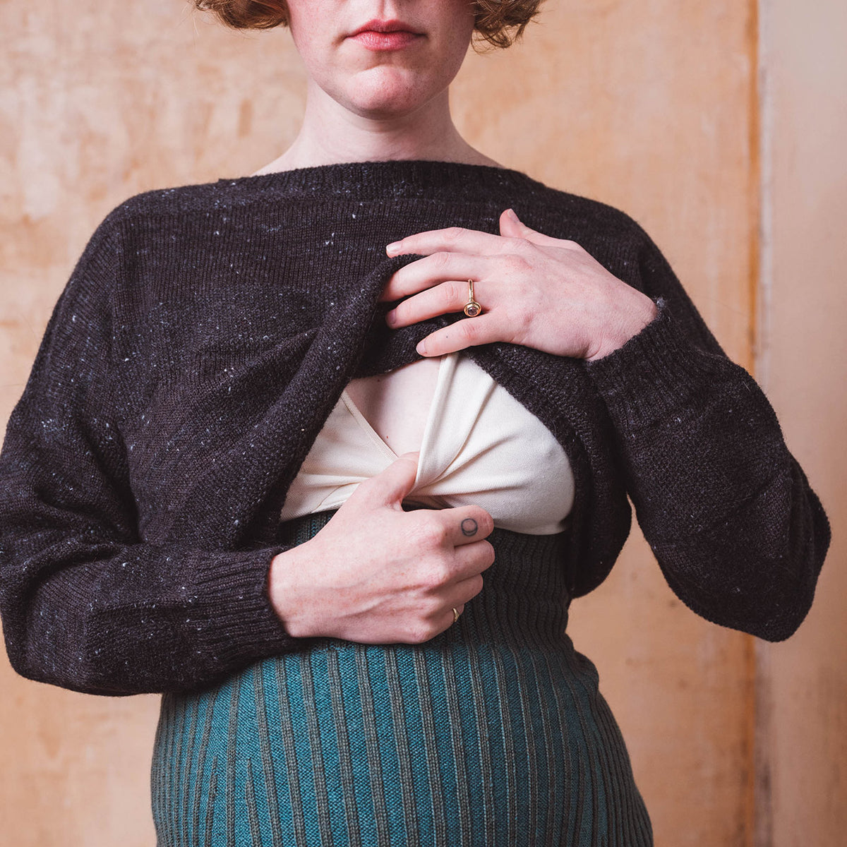 Moss Crop Jumper - Alpaca/Merino Tweed - Basalt