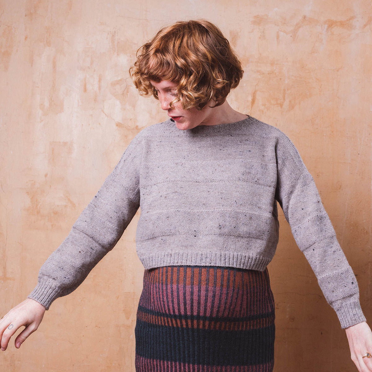 Moss Crop Jumper - Alpaca/Merino Tweed - Grey
