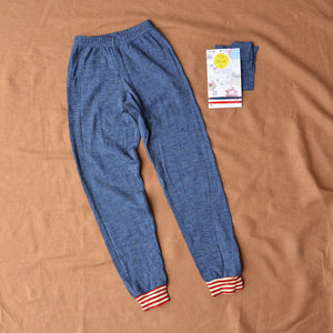 Child's Tracksuit Pants 100% Merino - Blue Melange (7-8y) *PRE-LOVED/YOU MEND IT!