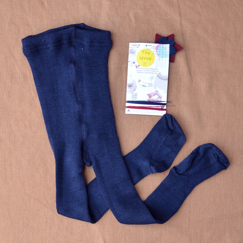 Tights 100% Organic Merino Wool - NAVY (2-3y) *SECONDS/YOU MEND IT!