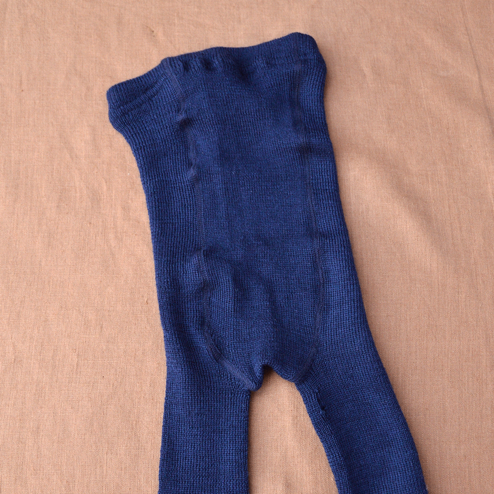 Tights 100% Organic Merino Wool - NAVY (2-3y) *SECONDS/YOU MEND IT!