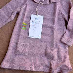 Ruffle Necked Dress - 100% Alpaca - Rose (18m-3y) *PRE-LOVED/MENDED