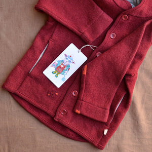 Boiled Wool Jacket - Bordeaux Red (4-5y) *PRE-LOVED/MENDED